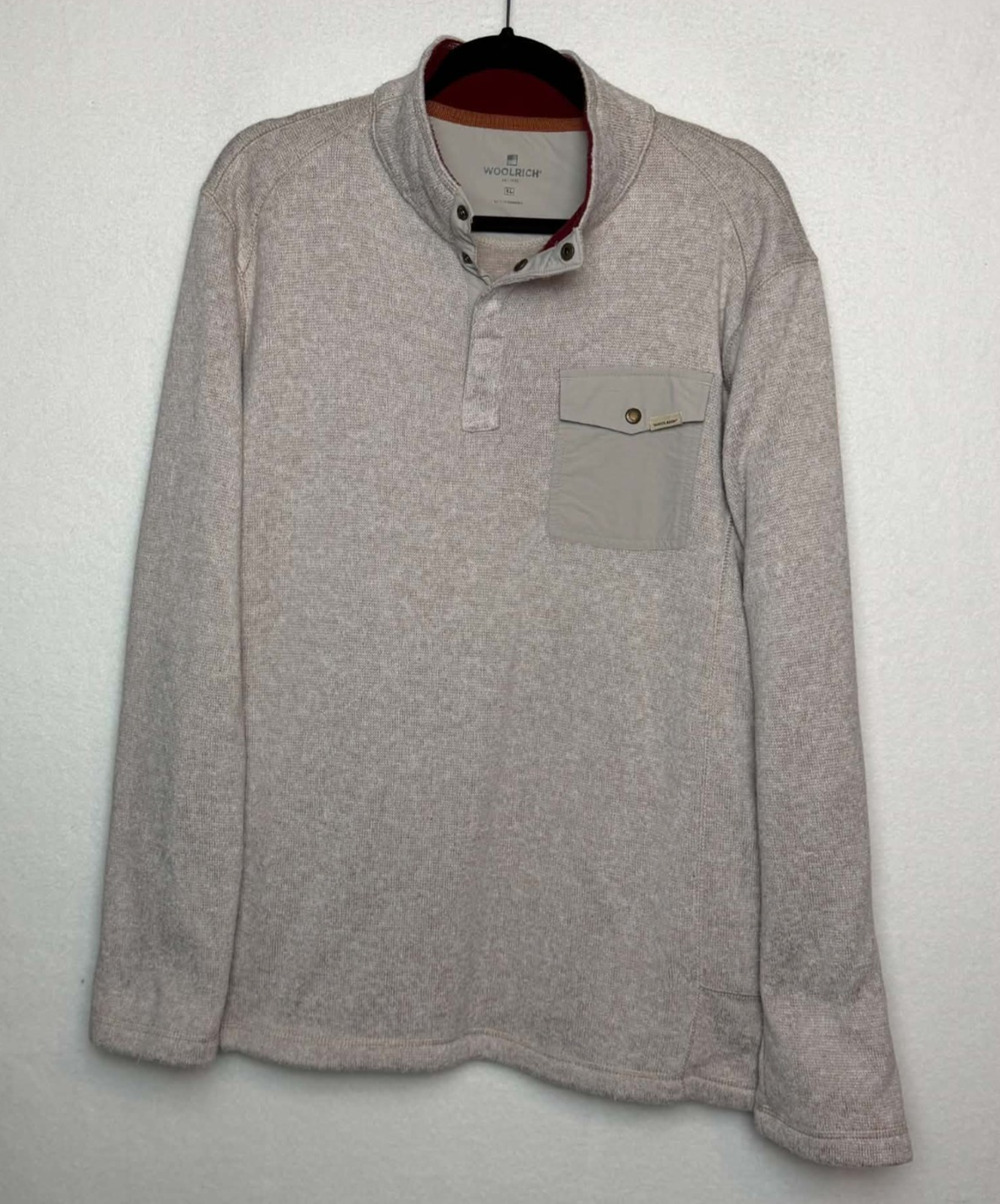 Woolrich Quarter-Snap Pullover Sweater Fleece Cream Beige Men's Size XL